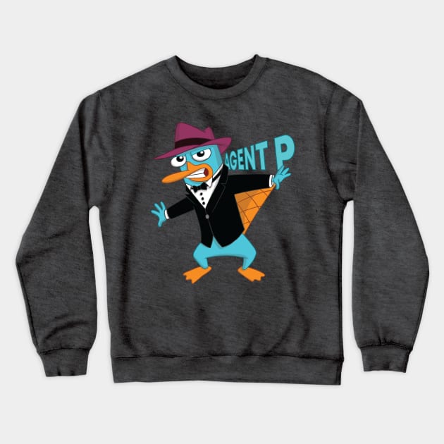 Agent P in a Tux Crewneck Sweatshirt by polliadesign